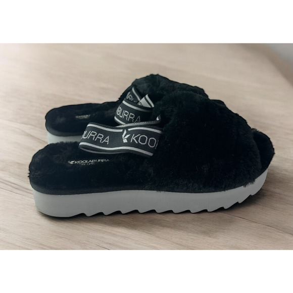 Koolaburra Shoes - Koolaburra by UGG Fuzz'n II Black Cozy Slingback Ankle Strap Fleece Slippers 7